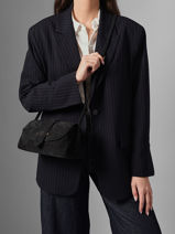 Shoulder Bag M Agnes Suede Leather Etrier Black agnes EAGV205M-vue-porte